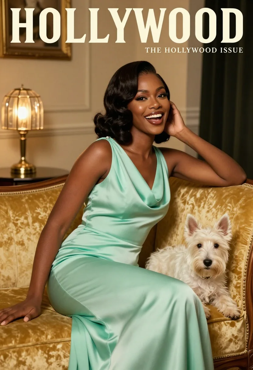 AI vanity fair hollywood issue sample — portrait of a woman, half-length portrait of a woman of West