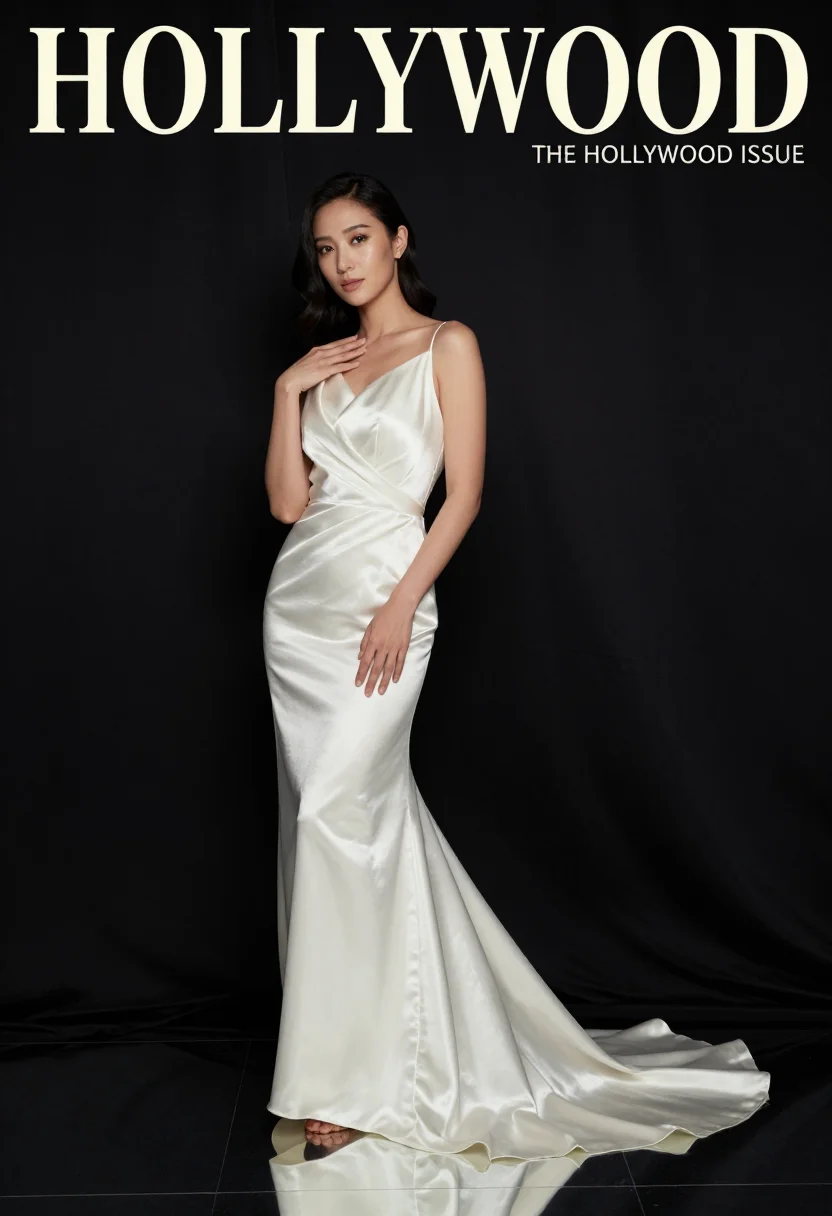 AI vanity fair hollywood issue sample — portrait of a woman, full-length portrait of a woman of East