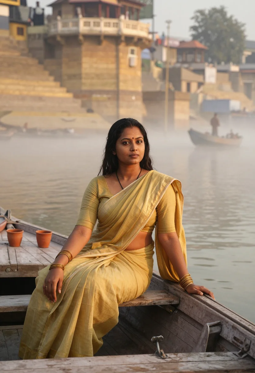 AI varanasi sample — portrait of a woman, half-length seated portrait of a South-