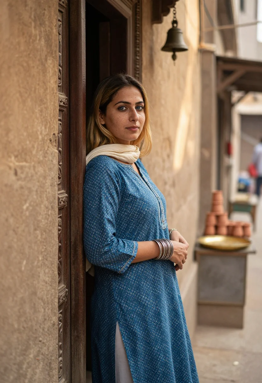 AI varanasi sample — portrait of a woman, half-length portrait of a Western Europ
