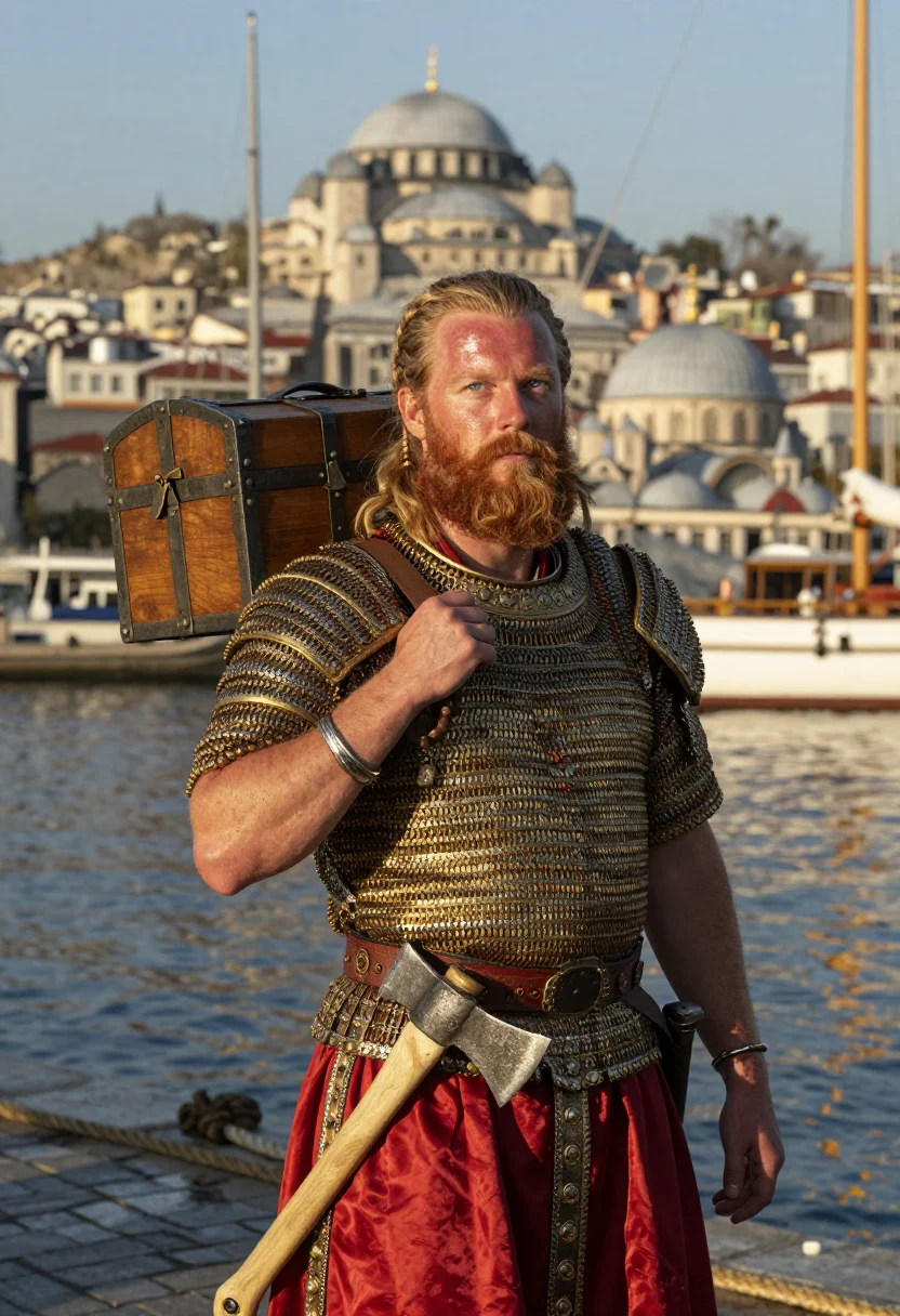 AI varangian sample — portrait of a man, chest-up portrait of a Northern-European