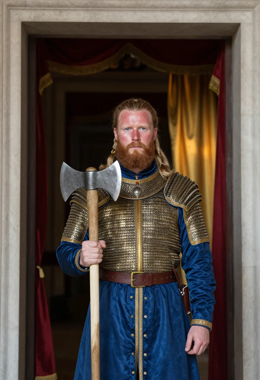 AI varangian sample — portrait of a man, chest-up portrait of a Northern-European
