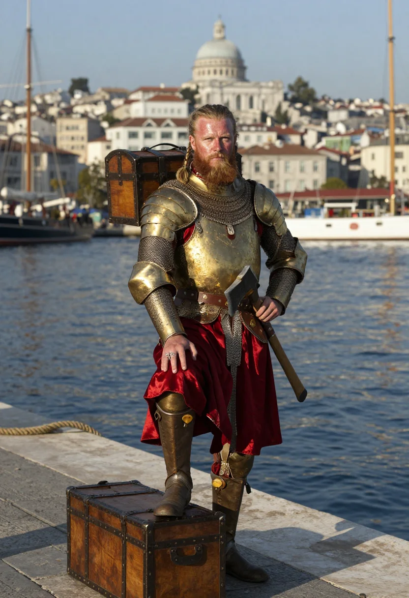 AI varangian sample — portrait of a man, three-quarter-length portrait of a Northe