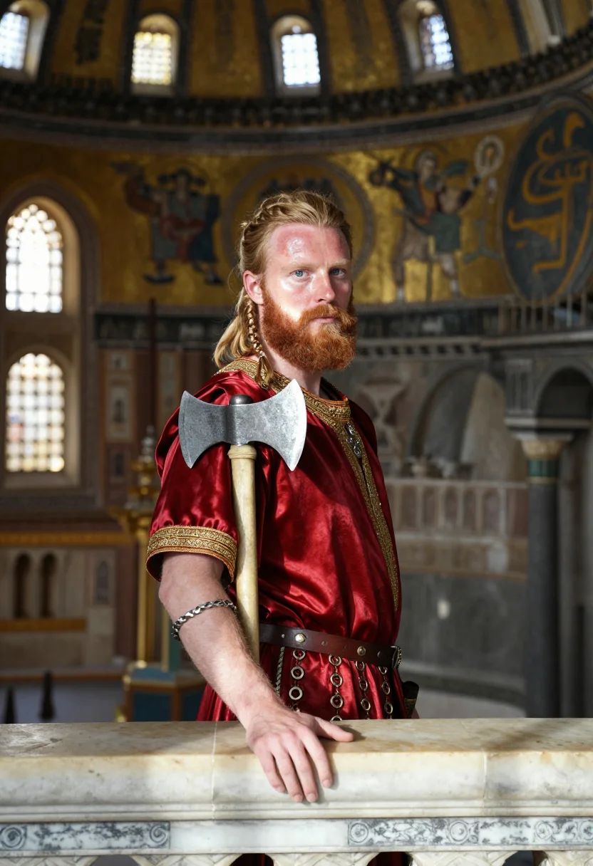 AI varangian sample — portrait of a man, chest-up portrait of a Northern-European