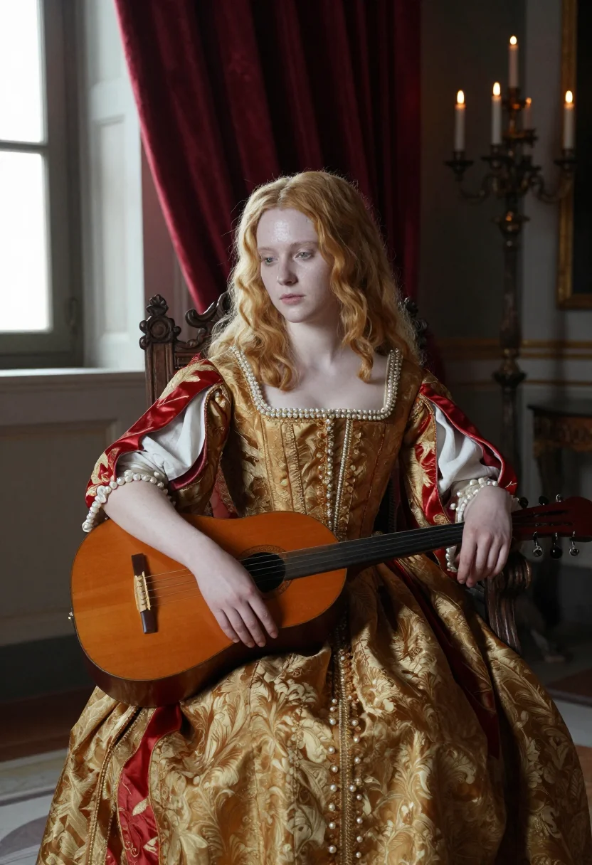 AI venetian courtesan sample — portrait of a woman, half-length portrait of a Venetian woma
