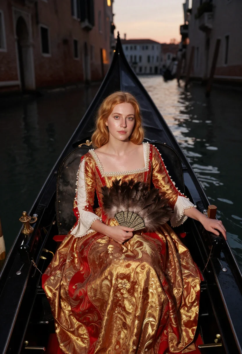 AI venetian courtesan sample — portrait of a woman, three-quarter-length portrait of a Vene