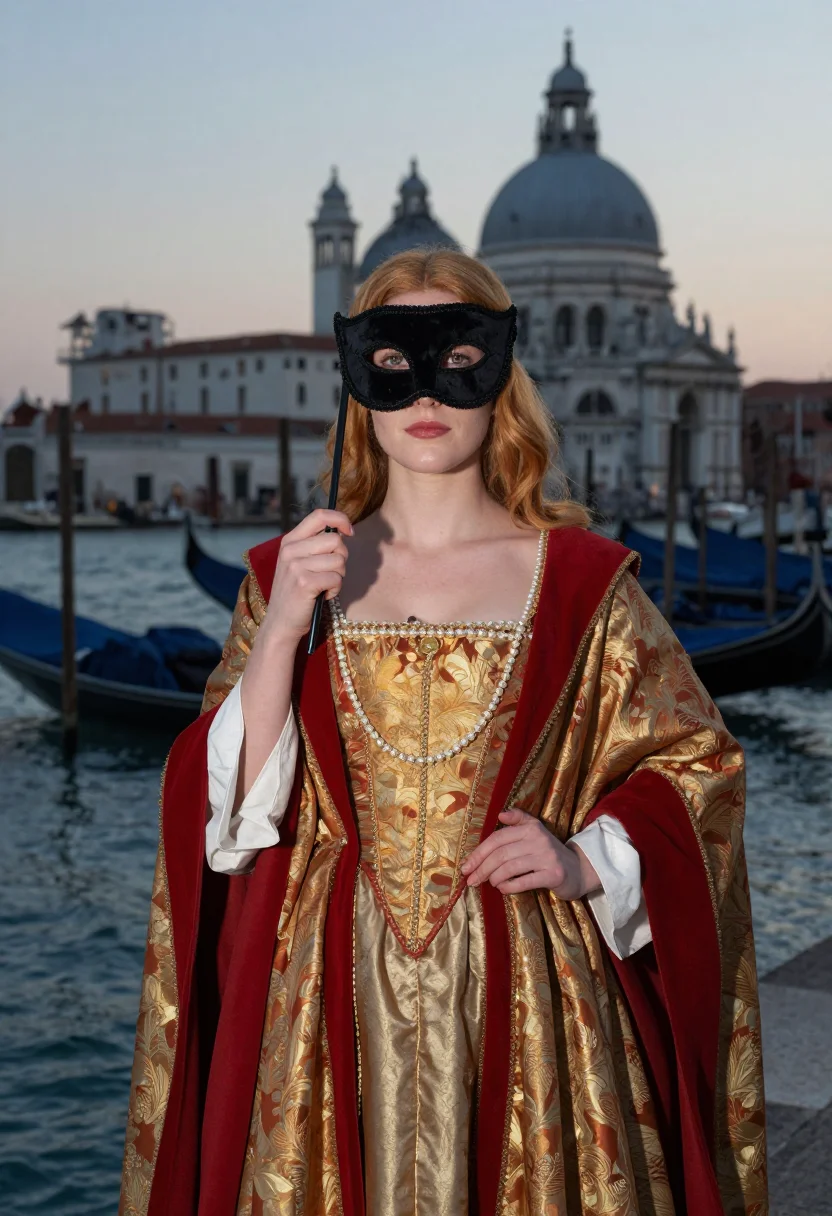 AI venetian courtesan sample — portrait of a woman, three-quarter-length portrait of a Vene