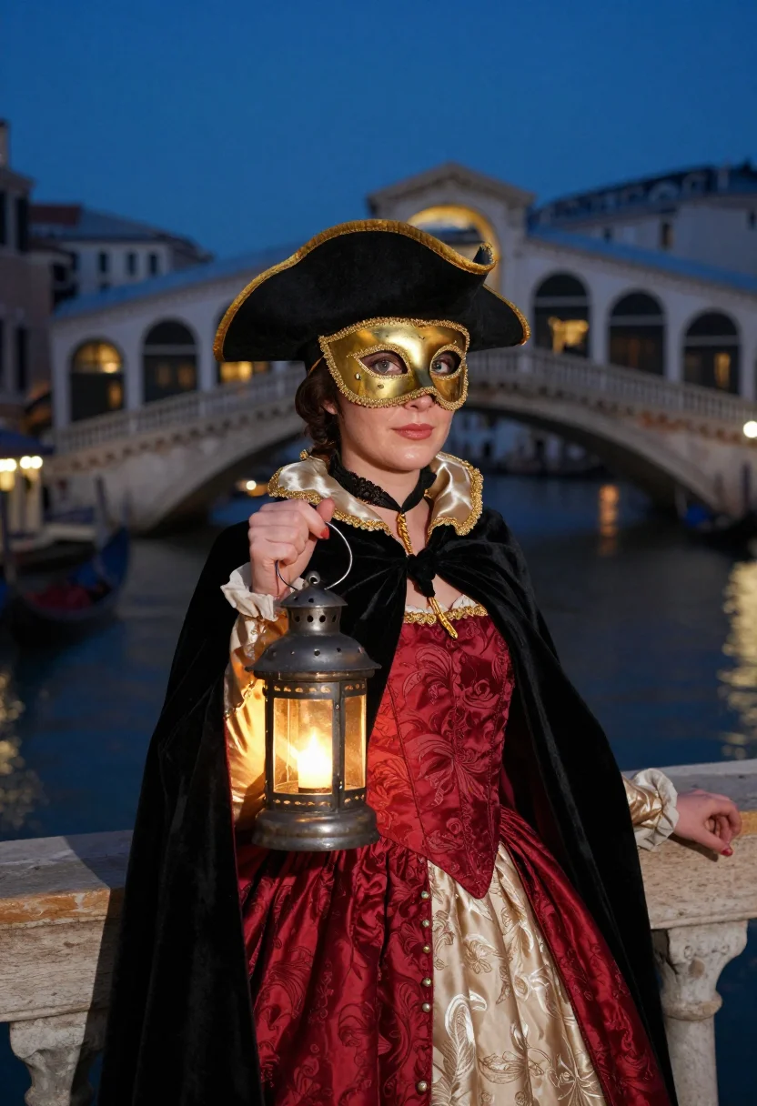 AI venice carnival sample — portrait of a woman, chest-up portrait of a Western-European