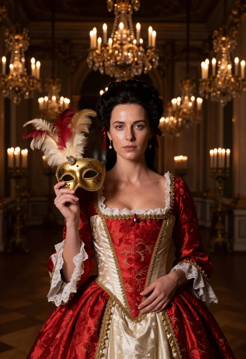 AI venice carnival sample — portrait of a woman, chest-up portrait of a Western-European