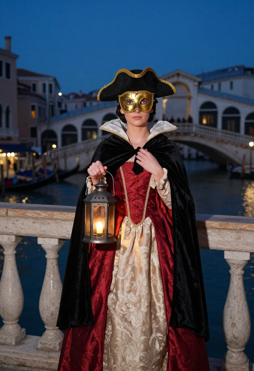 AI venice carnival sample — portrait of a woman, three-quarter-length portrait of a West