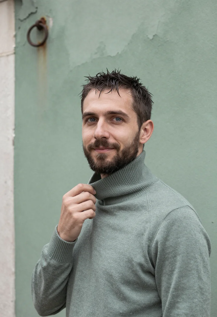 AI venice february fog sample — portrait of a man, head-and-shoulders portrait of an Eastern