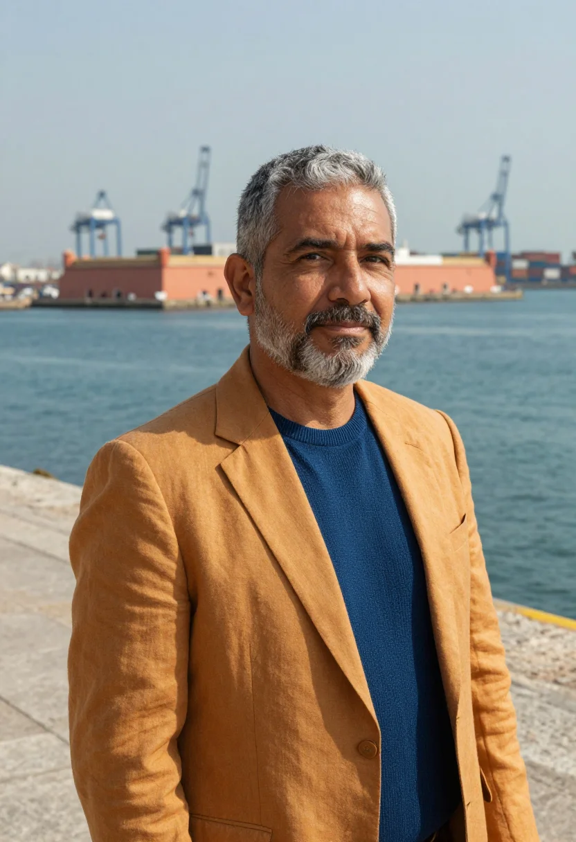 AI veracruz port director colonial coral stone sea sample — portrait of a man, a Mexican port director in his mid-fiftie