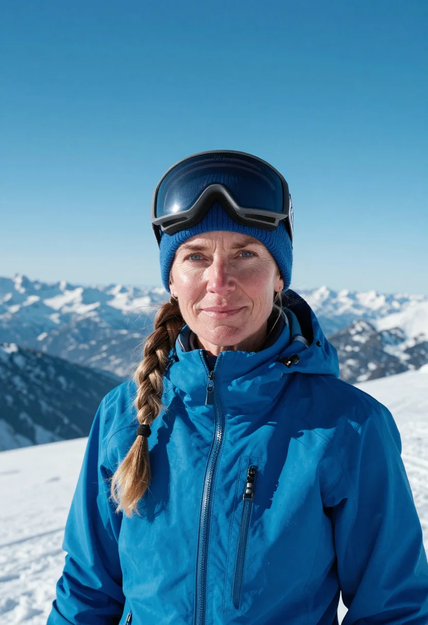 AI verbier glacier cobalt sample — portrait of a woman, framed tight, head and shoulders, an Au