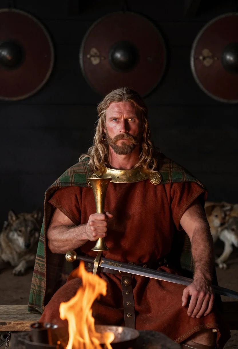 AI vercingetorix sample — portrait of a man, chest-up portrait of a Gaulish man with r