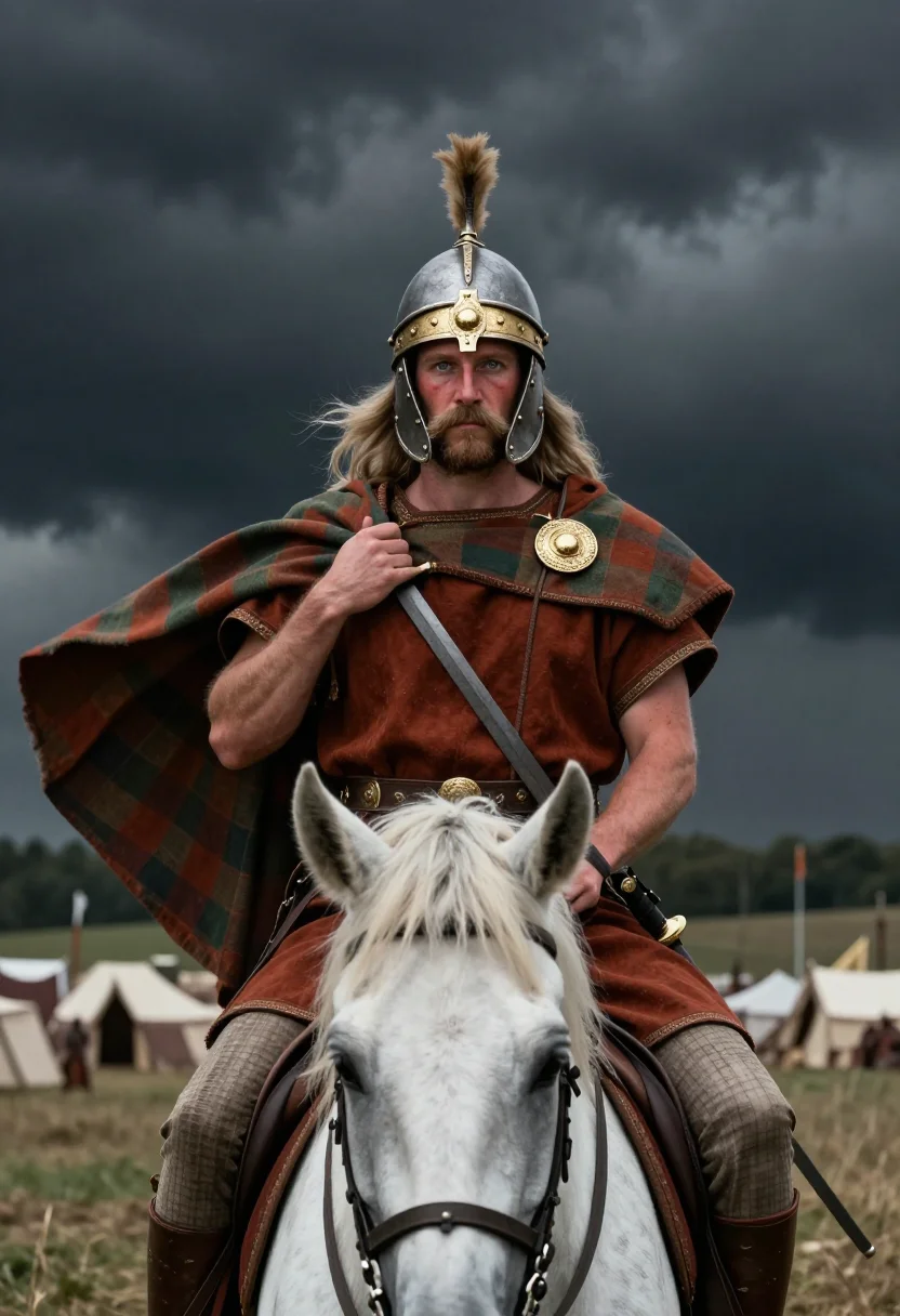 AI vercingetorix sample — portrait of a man, chest-up portrait of a Gaulish man with r