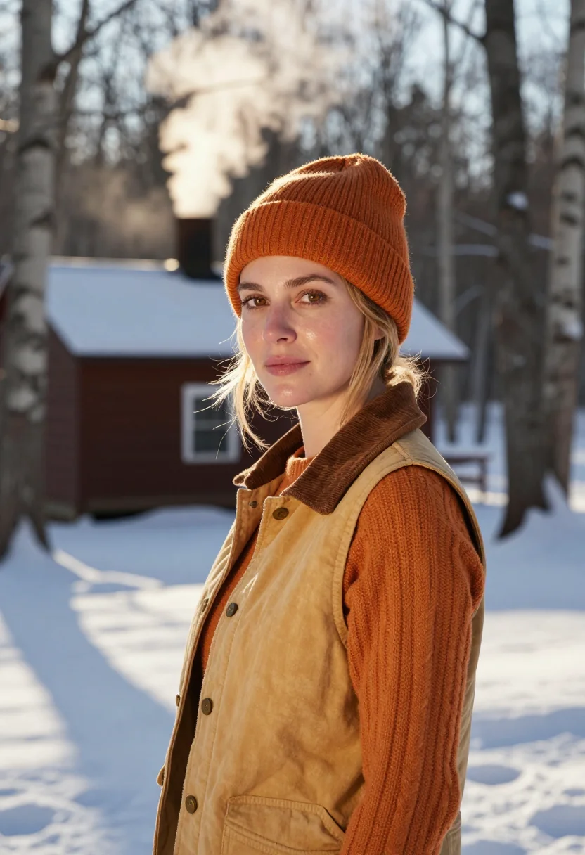 AI vermont sugarhouse owner maple amber sample — portrait of a woman, in her late thirties, with golden skin,