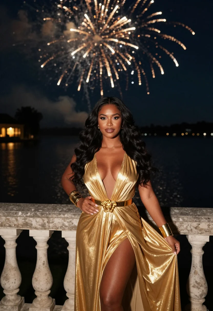 AI versace capodanno sample — portrait of a woman, three-quarter-length portrait of a Braz