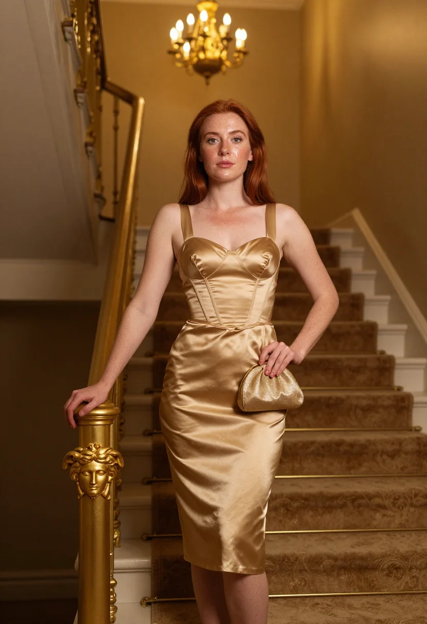 AI versace gold sample — portrait of a woman, half-length portrait of a Western-Europ