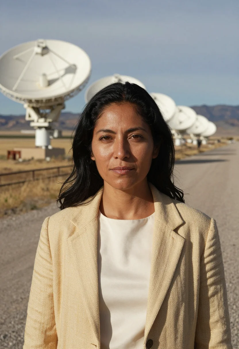 AI very large array astronomer straw sample — portrait of a woman, head-and-shoulders portrait of a Latina