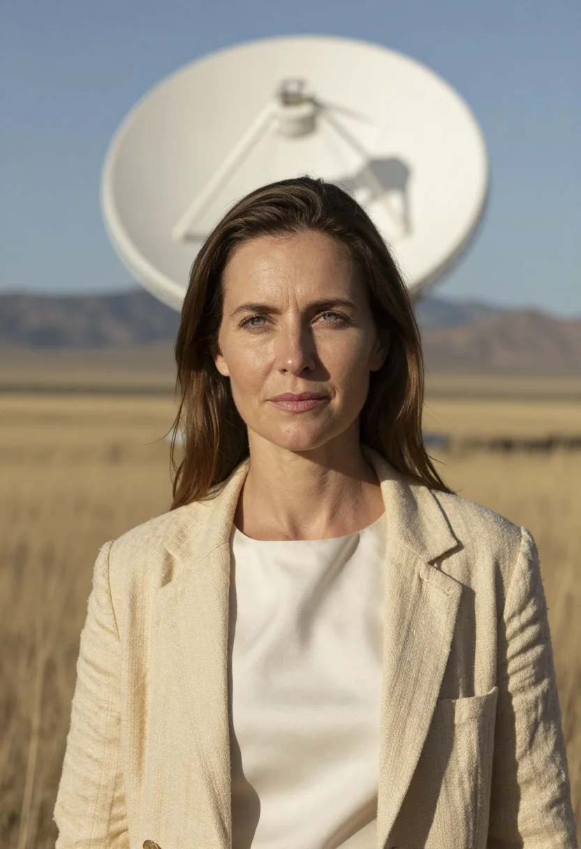 AI very large array astronomer straw sample — portrait of a woman, head-and-shoulders portrait of a Wester