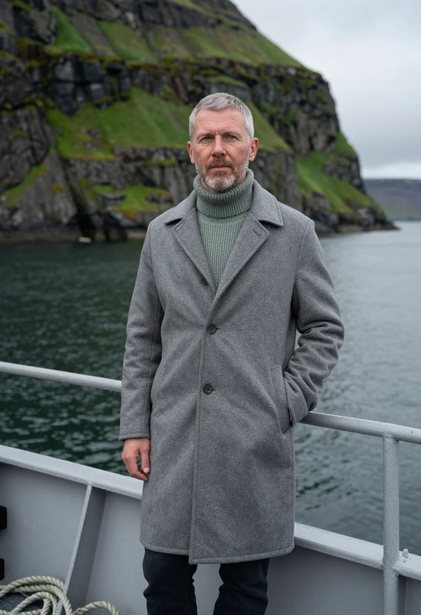 AI vestmanna aquaculture director sea slate sample — portrait of a man, in his early fifties, with ruddy fair ski