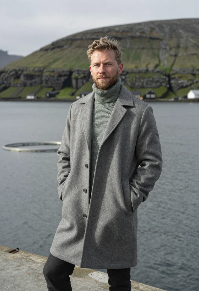 AI vestmanna aquaculture director sea slate sample — portrait of a man, in his late thirties, Faroese, with fair