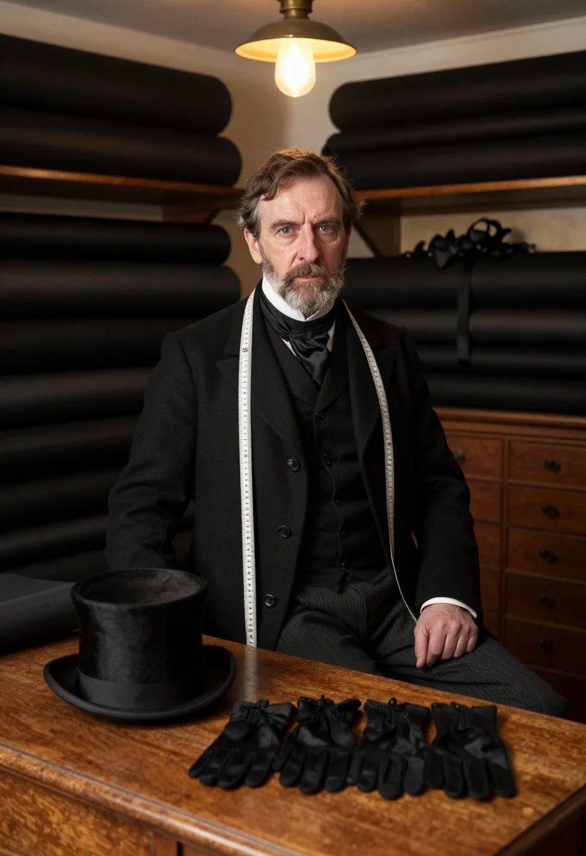 AI victorian undertaker sample — portrait of a man, three-quarter-length portrait of a Wester