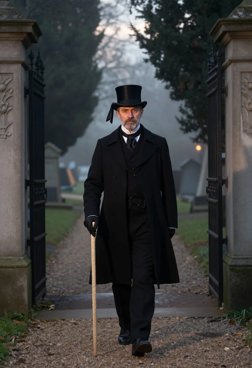 AI victorian undertaker sample — portrait of a man, full-length frontal portrait of a Western