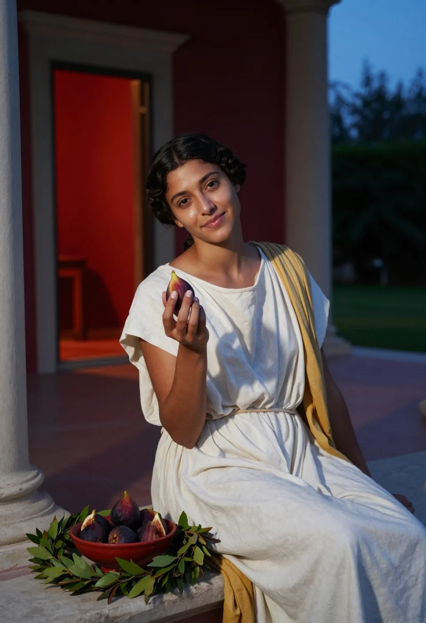 AI villa of mysteries sample — portrait of a woman, close half-length portrait of a Roman w