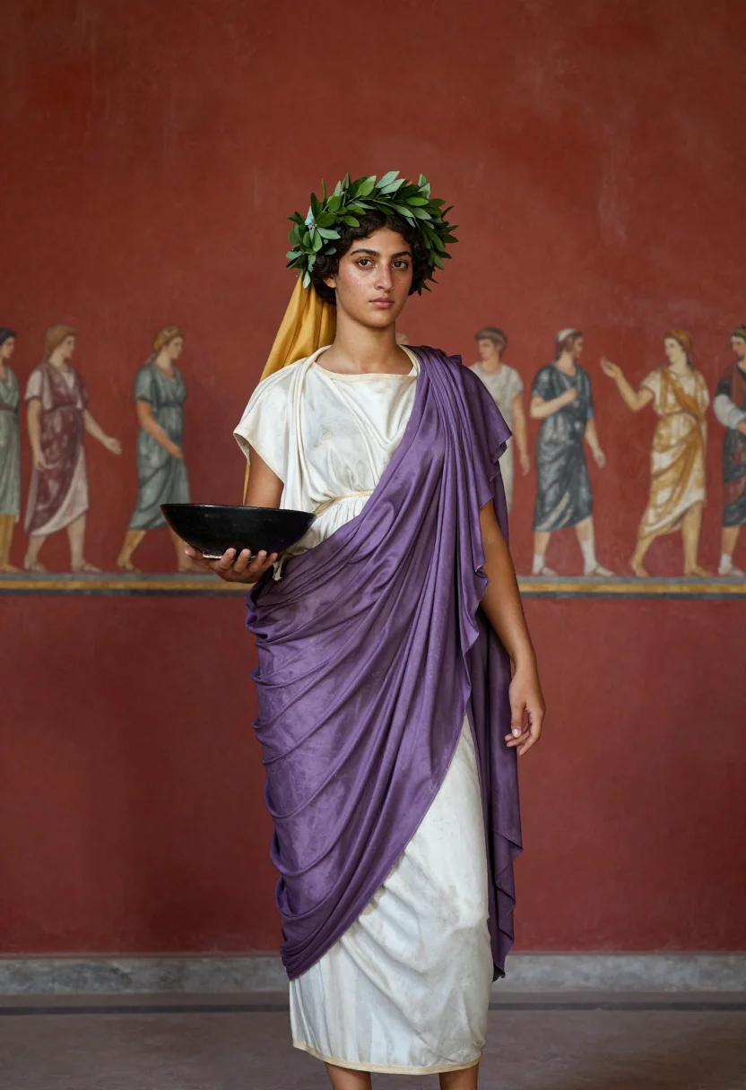 AI villa of mysteries sample — portrait of a woman, three-quarter-length portrait of a Roma