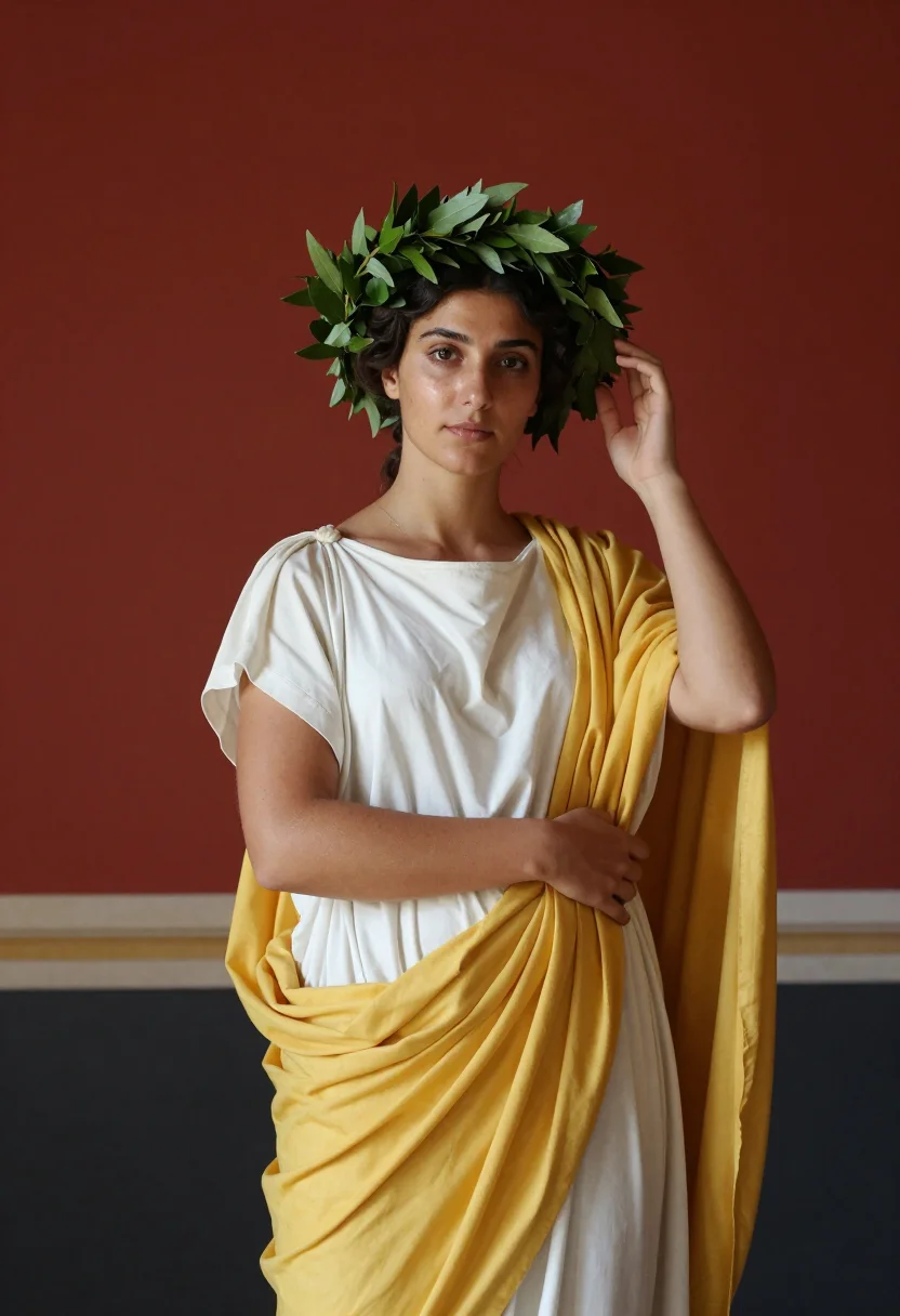 AI villa of mysteries sample — portrait of a woman, half-length portrait of a Roman woman i