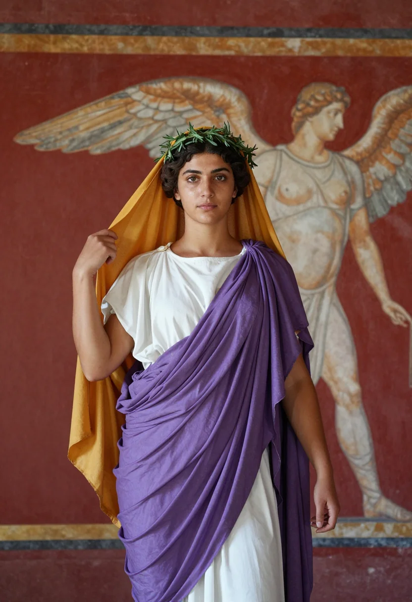 AI villa of mysteries sample — portrait of a woman, half-length portrait of a Roman woman i