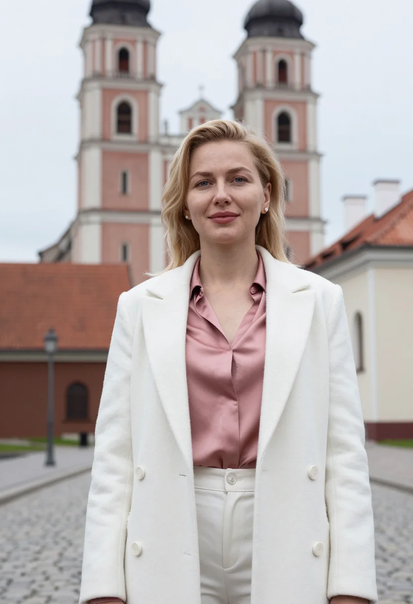 AI vilnius lawyer baroque rose white sample — portrait of a lawyer, a woman of Belarusian descent in her e