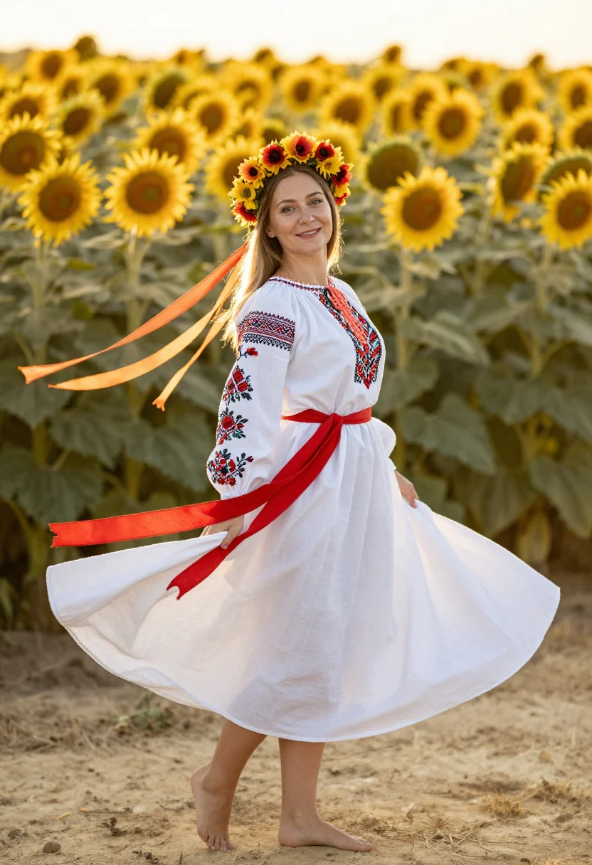AI vinok bride sample — portrait of a woman, full-length portrait of a Ukrainian wom