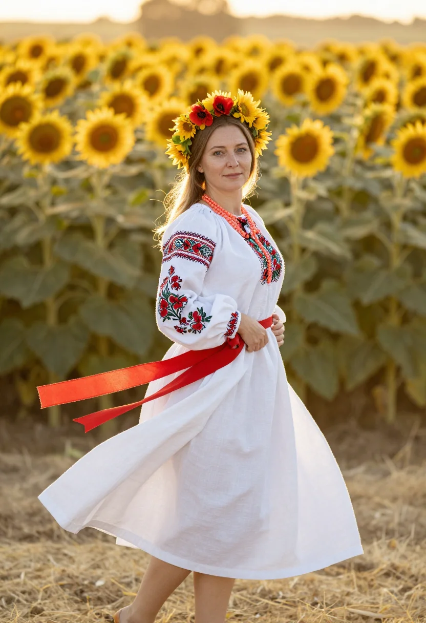 AI vinok bride sample — portrait of a woman, three-quarter-length portrait of a Ukra