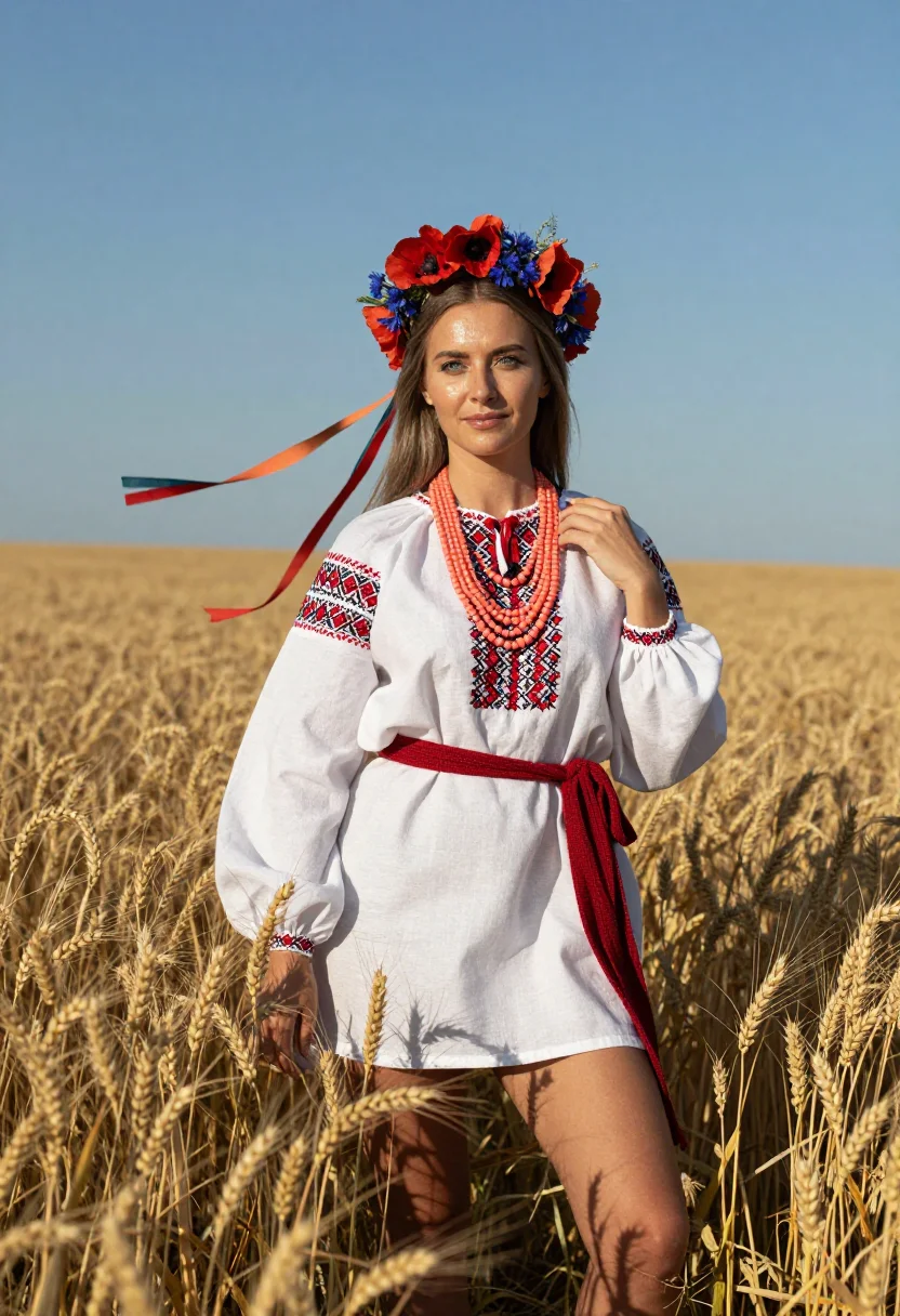 AI vinok bride sample — portrait of a woman, full-length portrait of a Ukrainian wom