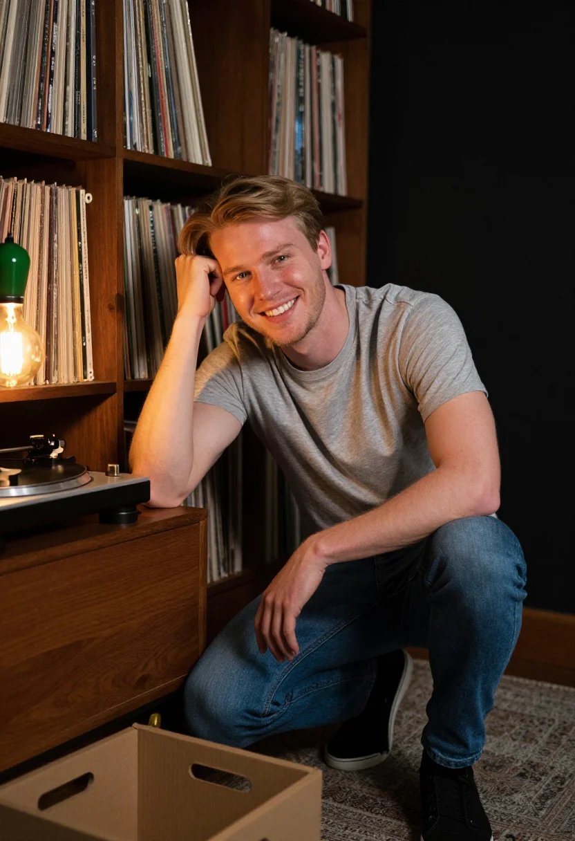 AI vinyl corner sample — portrait of a man, close half-length portrait of a Northern-