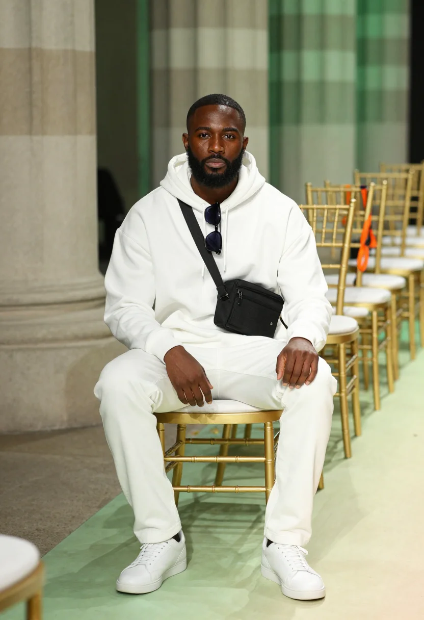 AI virgil abloh lv 2018 sample — portrait of a man, full-length portrait of a Black man with