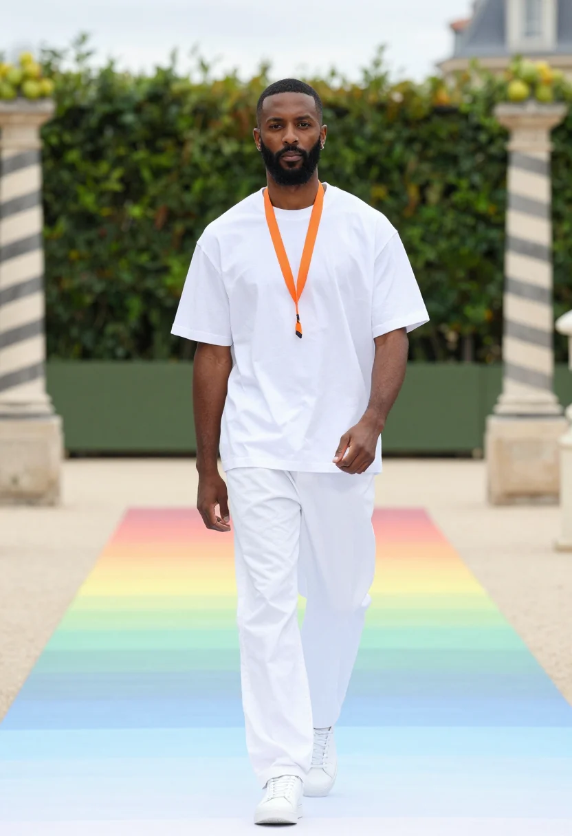 AI virgil abloh lv 2018 sample — portrait of a man, full-length portrait of a Black man with