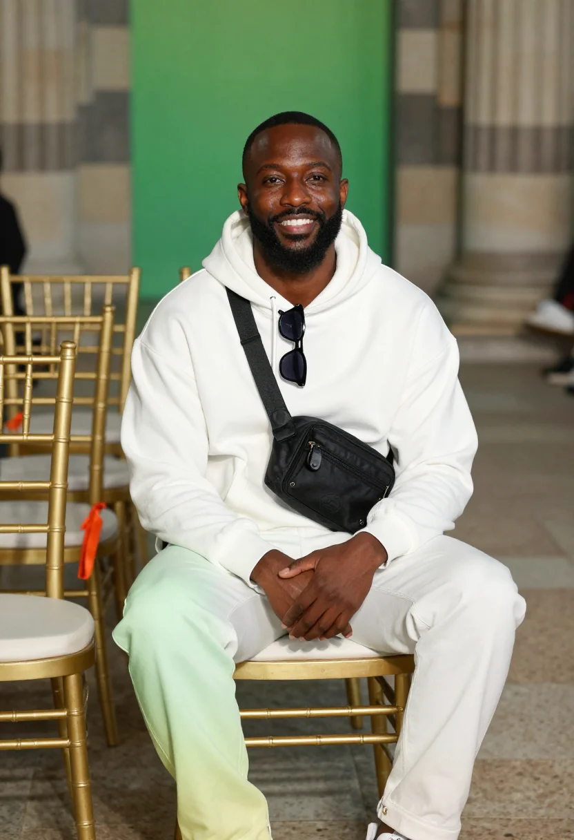 AI virgil abloh lv 2018 sample — portrait of a man, three-quarter-length portrait of a Black