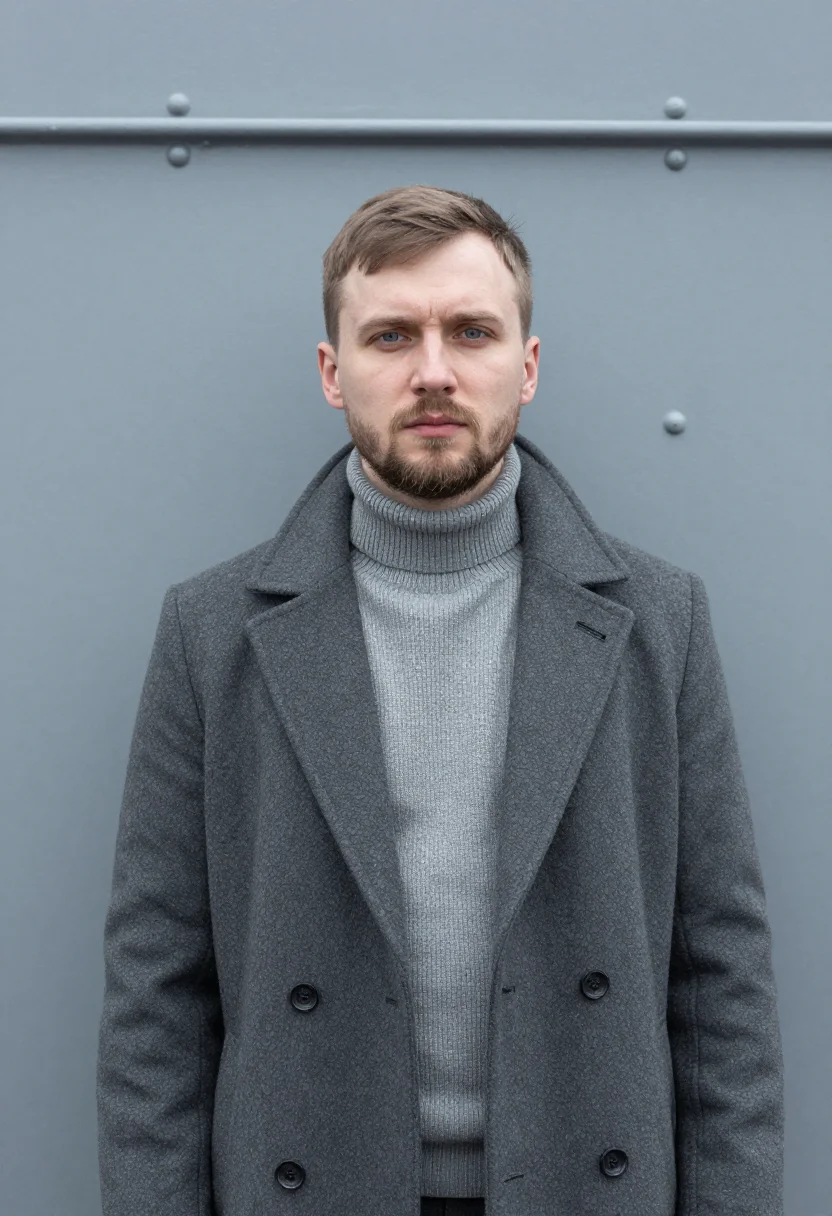 AI vladivostok port engineer steel fog sample — portrait of a man, a Russian port engineer in his early fort