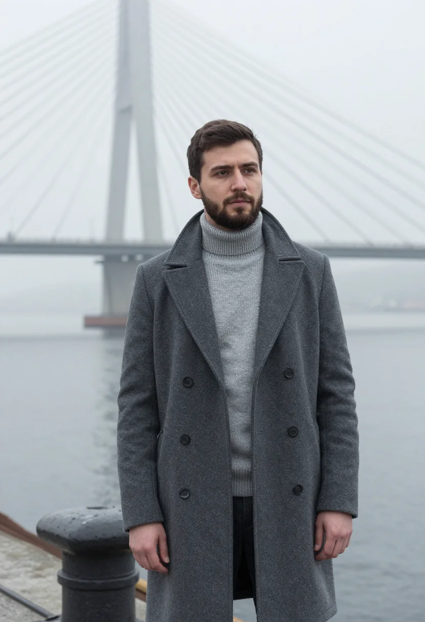 AI vladivostok port engineer steel fog sample — portrait of a man, a Ukrainian port engineer in his early th