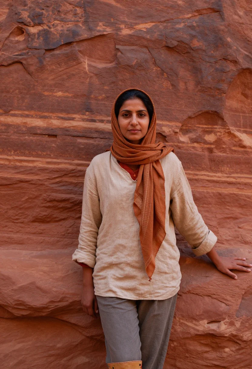 AI wadi rum sample — portrait of a traveller, half-length portrait of a South-Asi