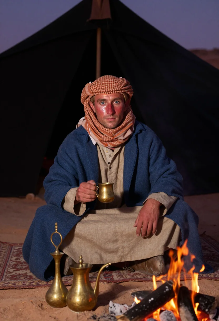 AI wadi rum sample — portrait of a traveller, half-length portrait of a Western-E