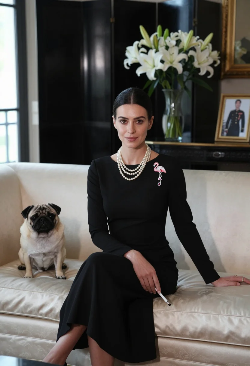 AI wallis simpson sample — portrait of a woman, a full-length photograph in a villa dra