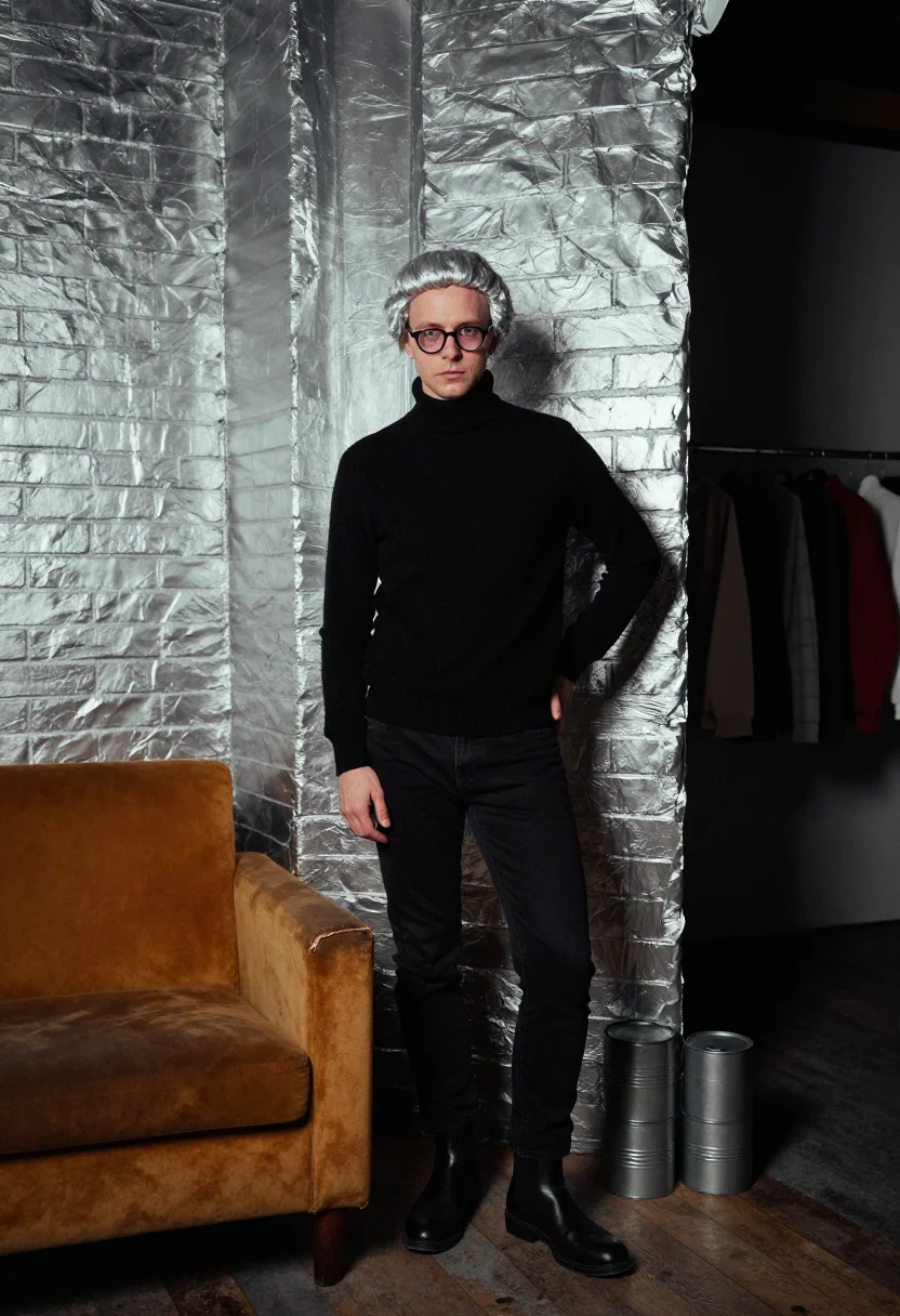 AI warhol sample — portrait of a man, full-length portrait of a White man of Ce