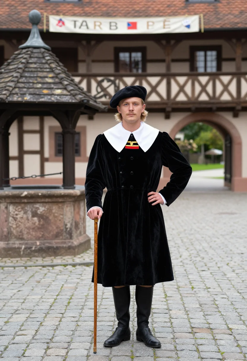 AI wartburg student sample — portrait of a man, full-length frontal portrait of a German