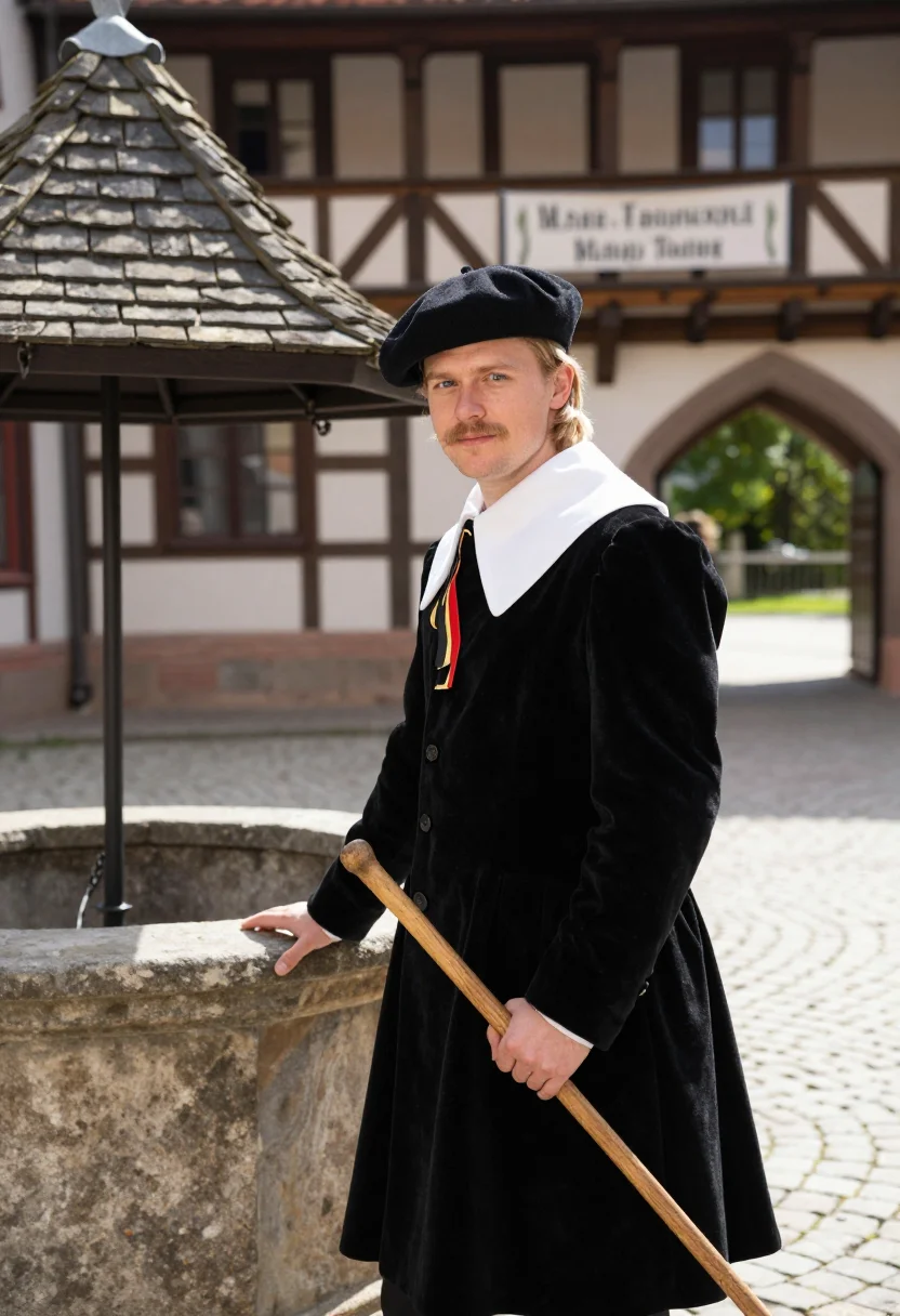 AI wartburg student sample — portrait of a man, three-quarter-length portrait of a German