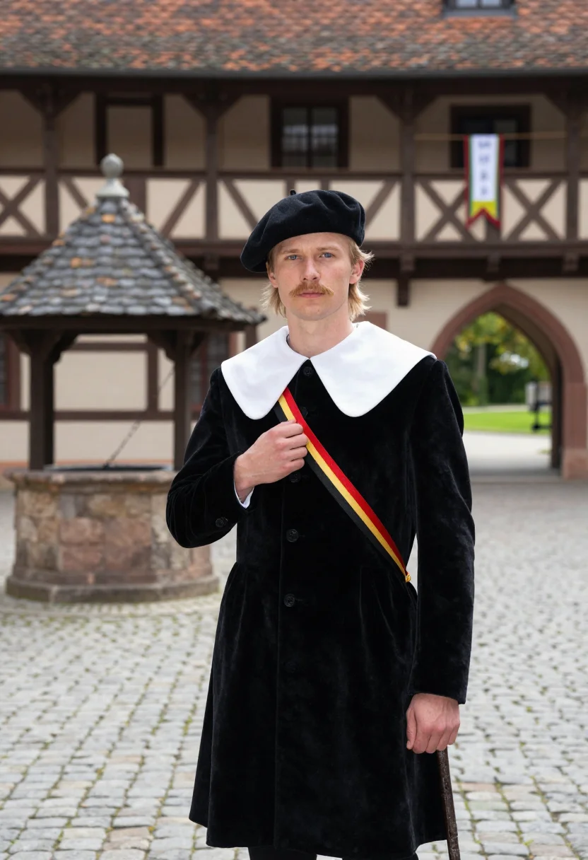 AI wartburg student sample — portrait of a man, half-length portrait of a German man in h
