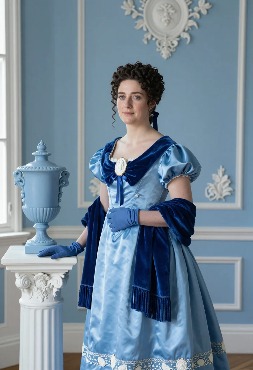 AI wedgwood bleu sample — portrait of a woman, close half-length portrait of a woman o